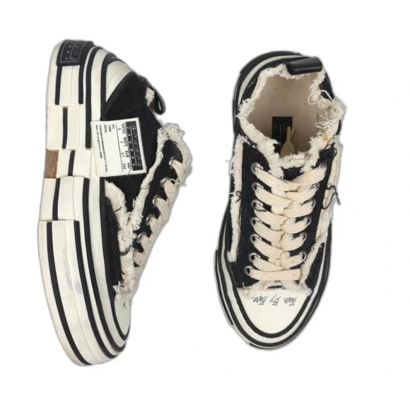 VESSEL Yohji Yamamoto Patchwork Platform Low Sneakers Black Skate 90s Y2k Grunge - Picture 5 of 10